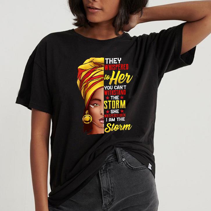 Black history month shirt african woman afro i am the storm tshirt