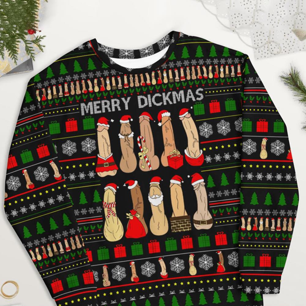 Merry Dickmas Full Print Christmas Sweater