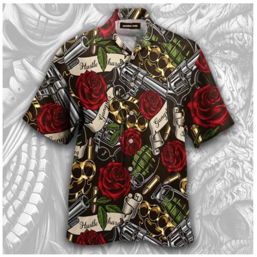 Amazing Tattoo Gun Gangster Rose Hawaiian Shirt Pre13689