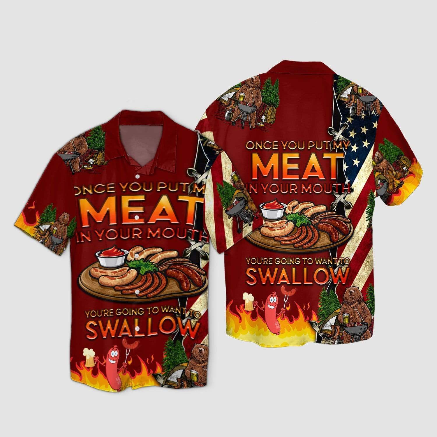 Camping Bear Put My Meat Want To Swallow Hawaiian Shirt Pre11783