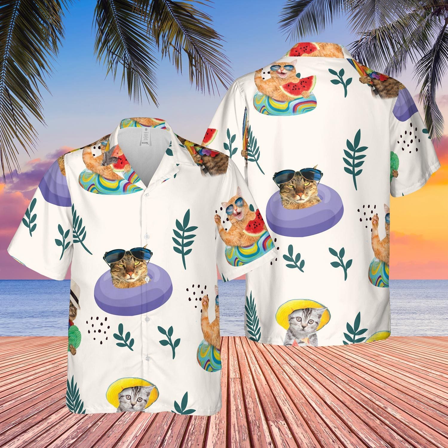 Cat Tropical Beach Hawaiian Shirt Pre10308