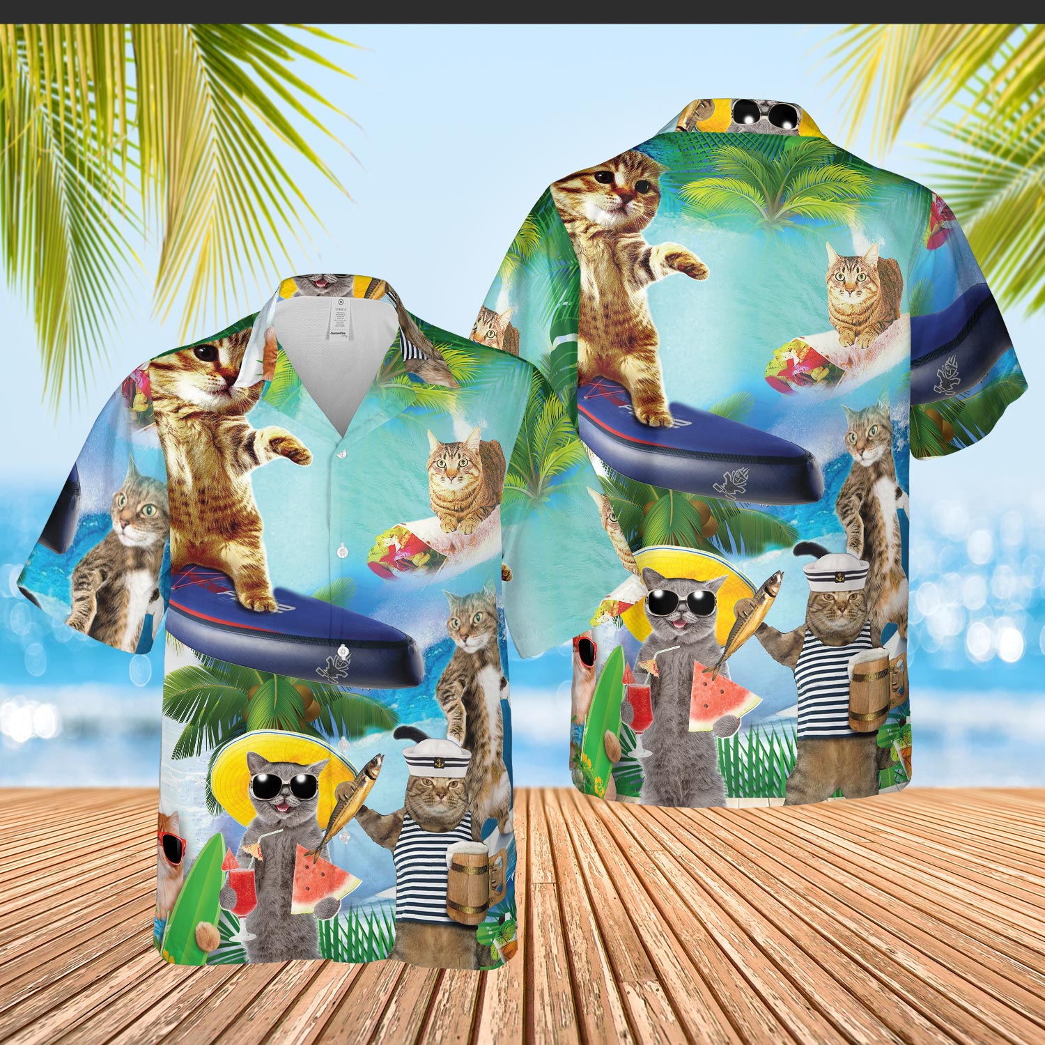 Cat Tropical Beach Hawaiian Shirt Pre10310
