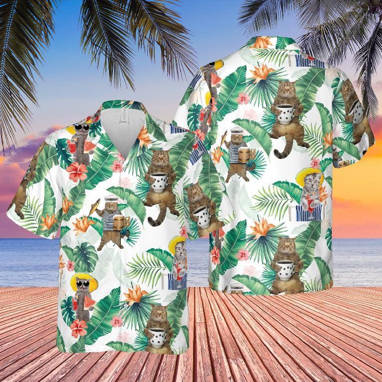 Cat Tropical Beach Hawaiian Shirt Pre10312
