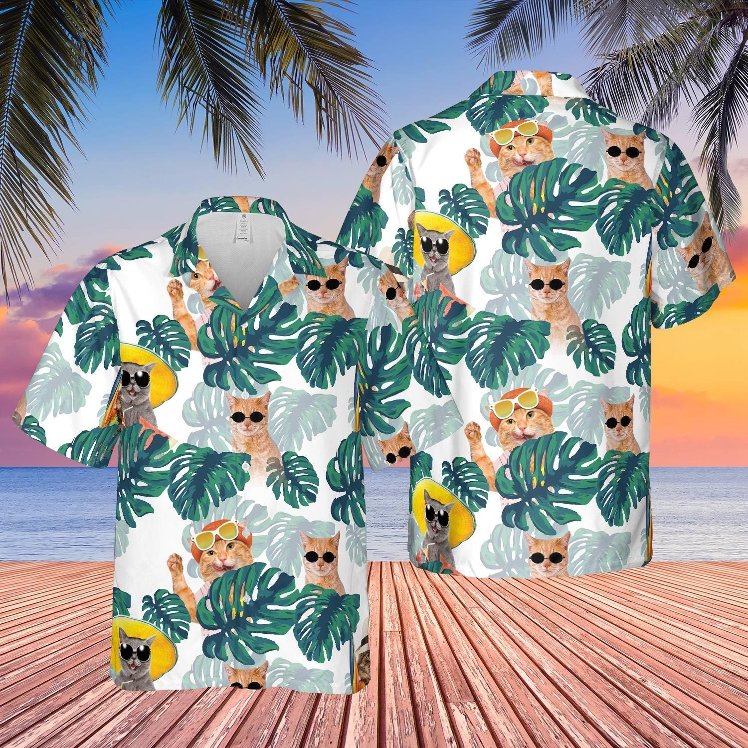 Cat Tropical Beach Hawaiian Shirt Pre10313