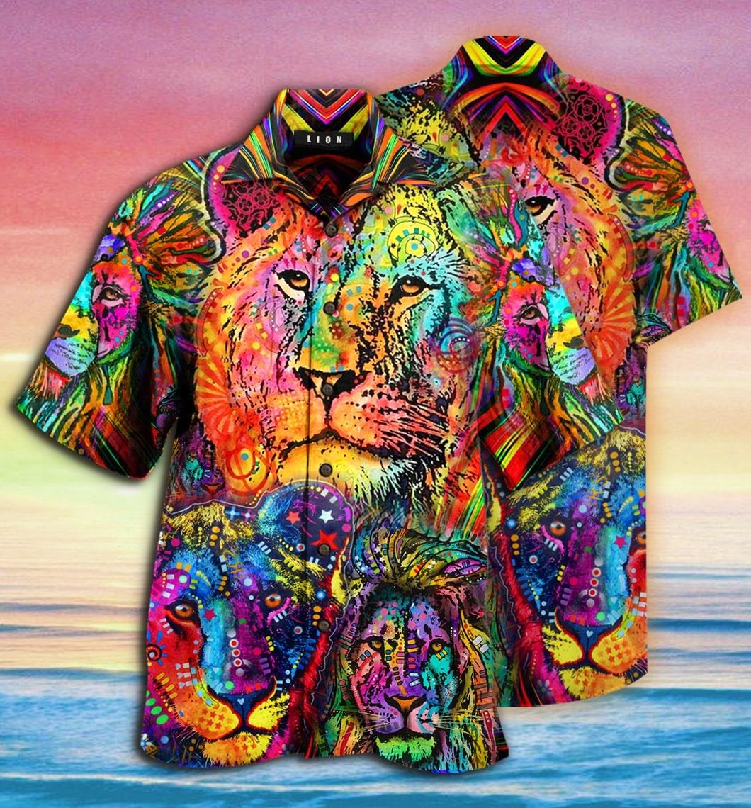 Colorful Lion King Hawaiian Shirt Pre12013
