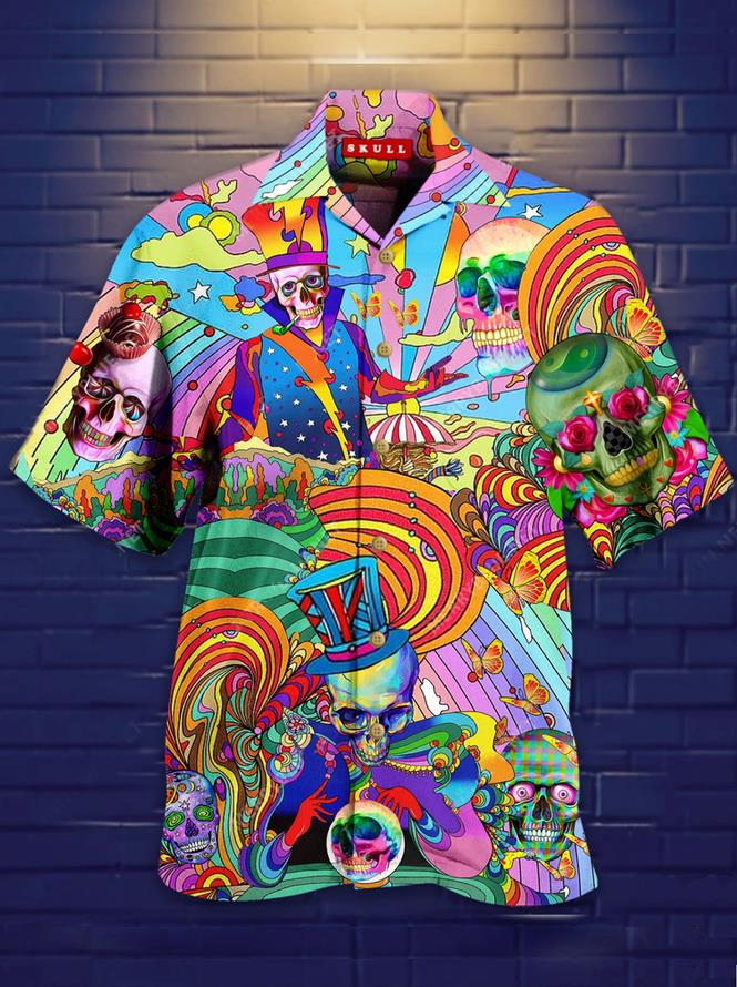 Colorful Magician Skulls Hawaiian Shirt Pre11404