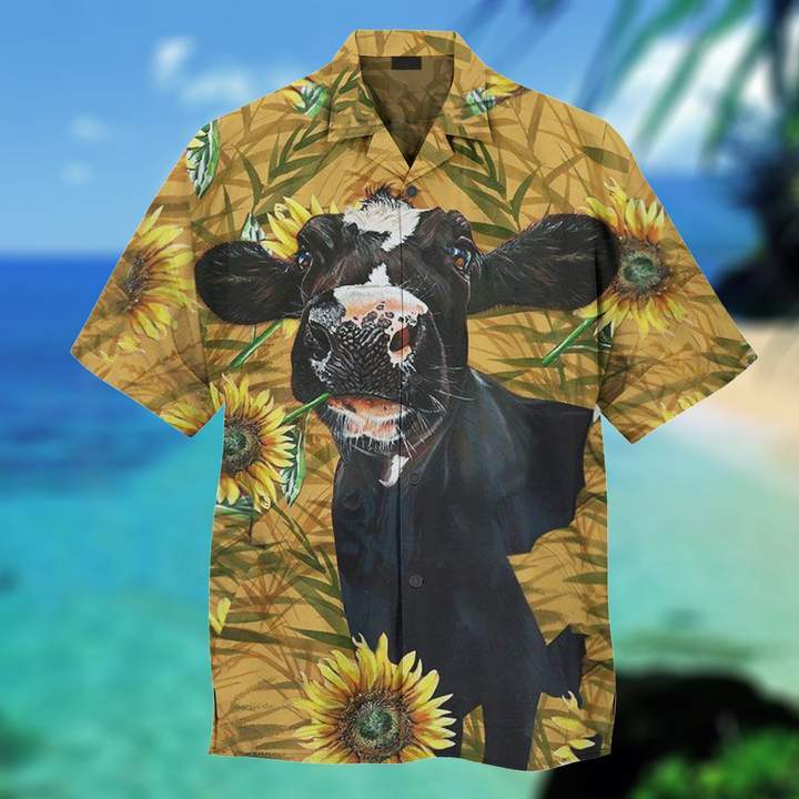 Dairy Cow Sunflower Hawaiian Shirt Pre10743
