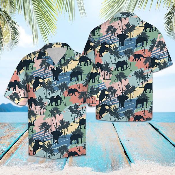 Elephant Coconut Palm Vintage Hawaiian Shirt Pre10554