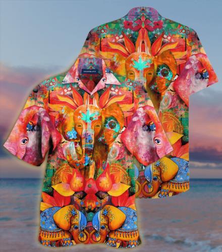Elephant Colorful Hawaiian Shirt Pre11765