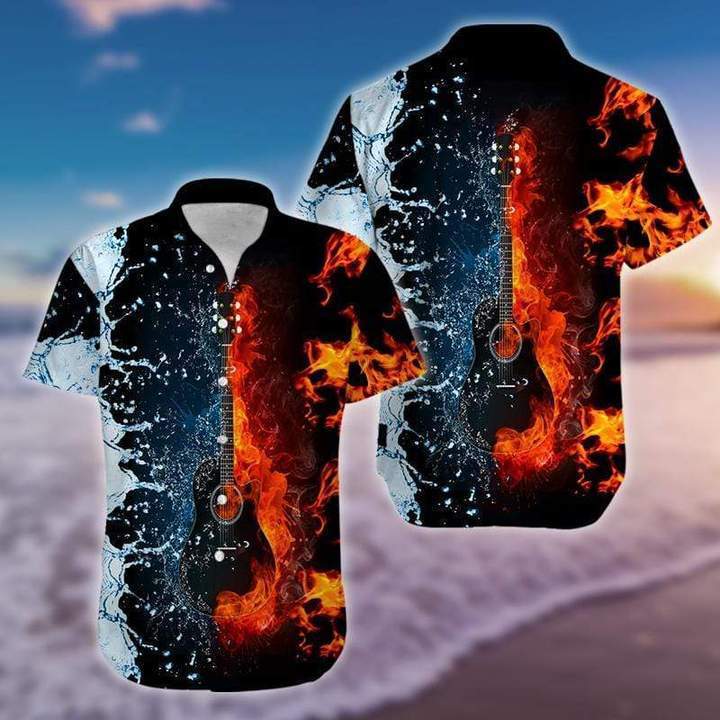 Fire And Water Guitar Hawaiian Shirt Pre13202
