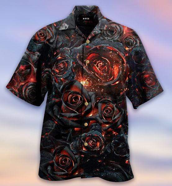 Fire Black Rose Hawaiian Shirt Pre13197