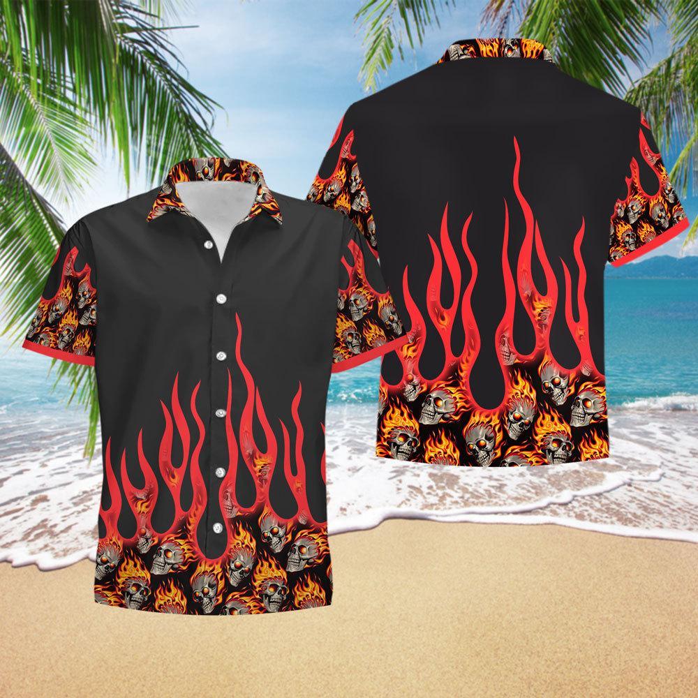 Fire Skull Hawaiian Shirt Pre13225