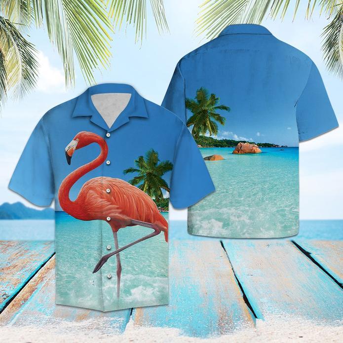 Flamingo At The Beach Hawaiian Shirt Pre10552