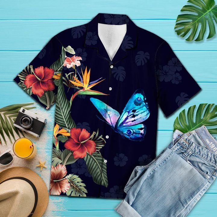 Flower Butterfly Hawaiian Shirt Pre13085