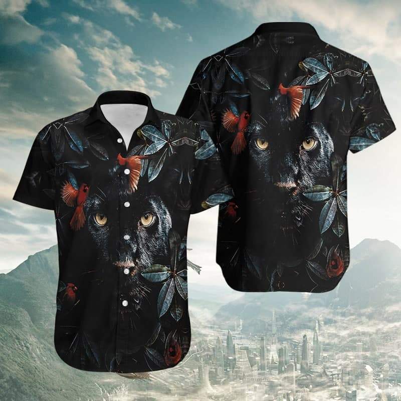 Flower Cardinal Panther Unisex Hawaiian Shirt Pre13136