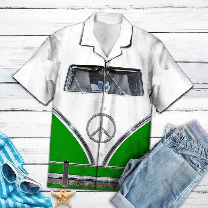 Green Hippie Bus Hawaiian Shirt Pre12995