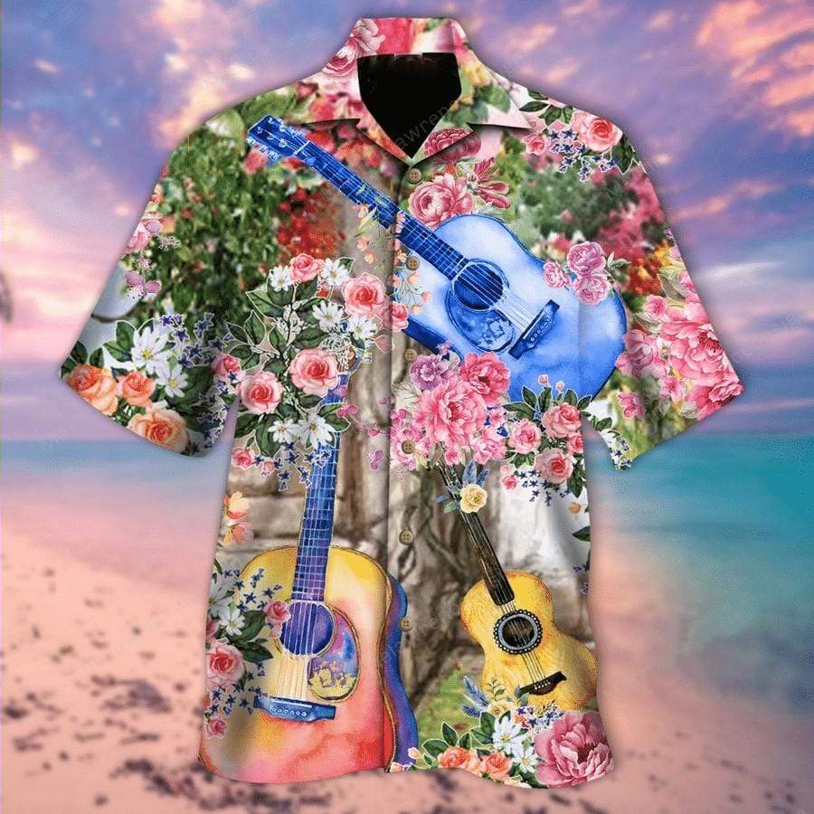 Guitar And Rose Garden Hawaiian Shirt Pre10678