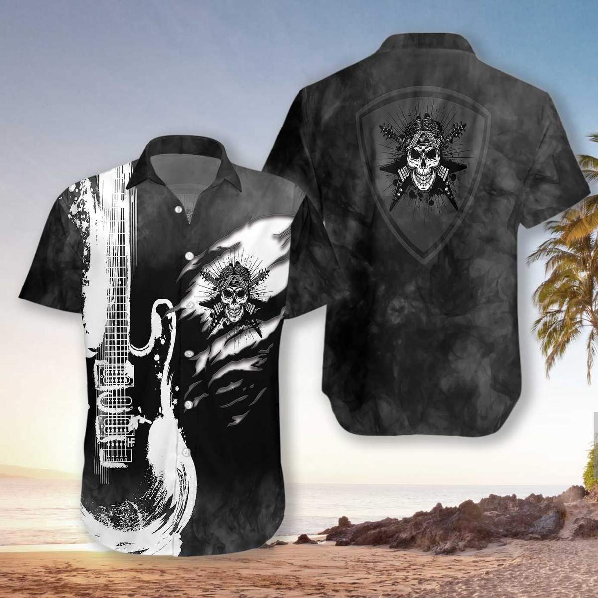 Guitar And Skull Hawaiian Shirt Pre13076