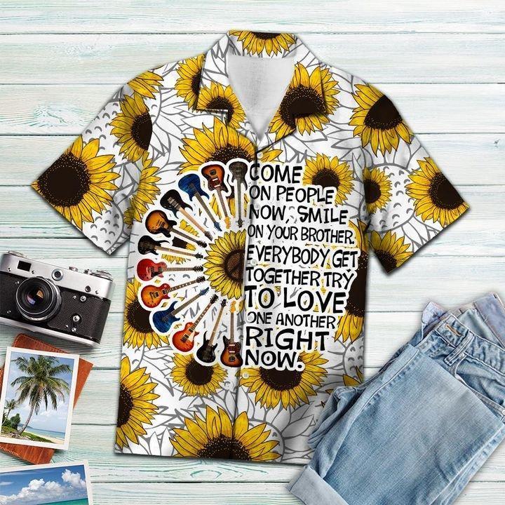 Guitar And Sunflower Hippie Hawaiian Shirt Pre12994