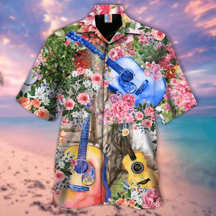 Guitar Melody And Rose Garden Hawaiian Shirt Pre13031, Hawaiian