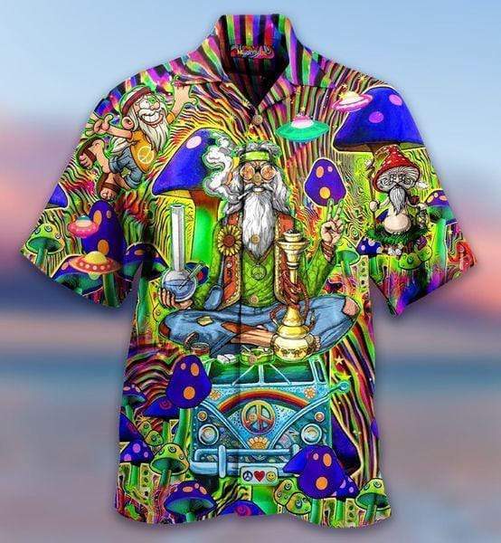Hippie Old Man Blue Mushroom Hawaiian Shirt Pre12887, Hawaiian shirt ...