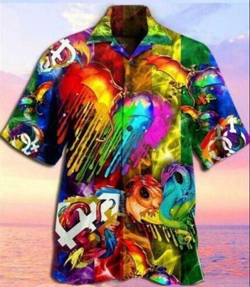 Lgbt Dragon Colorful Hawaiian Shirt Pre11645