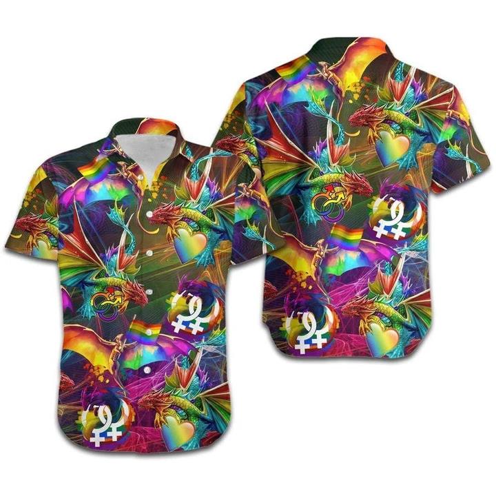 Lgbt Dragon Rainbow Hawaiian Shirt Pre11148