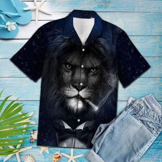 Lion Smoking Cool Hawaiian Shirt Pre12720