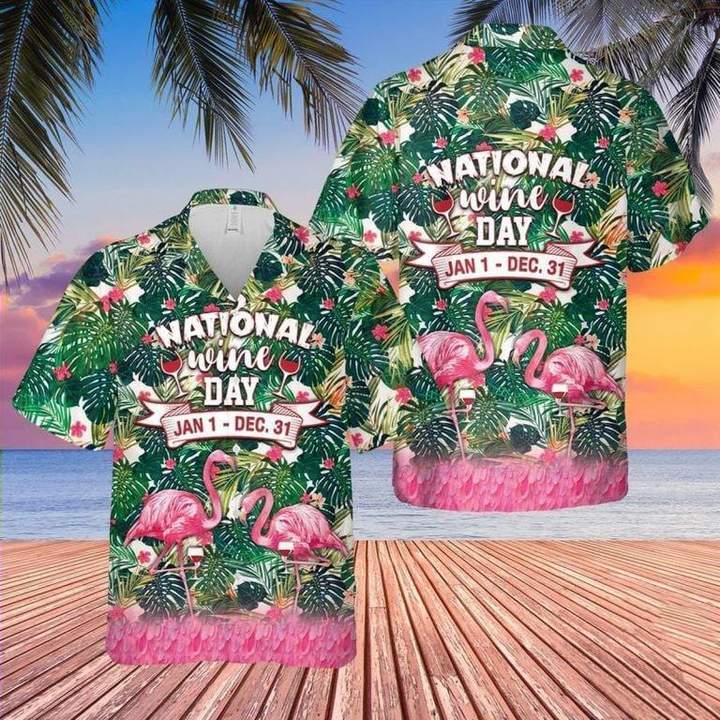 National Wine Day Flamingo For Men For Women Hw4283 Hawaiian Shirt Pre11321