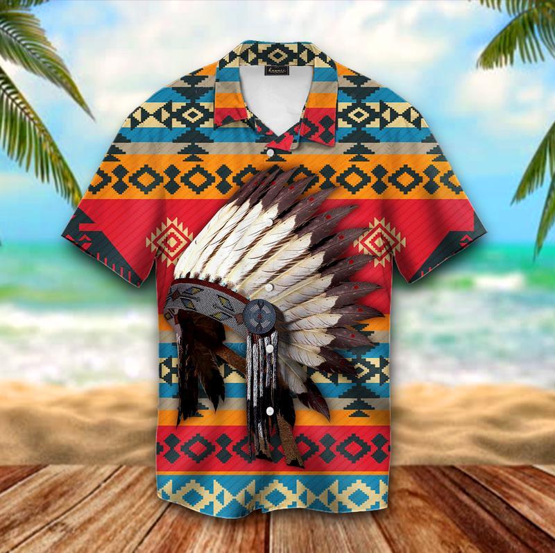 Native Chief Warrior Hat Hawaiian Shirt Pre11118