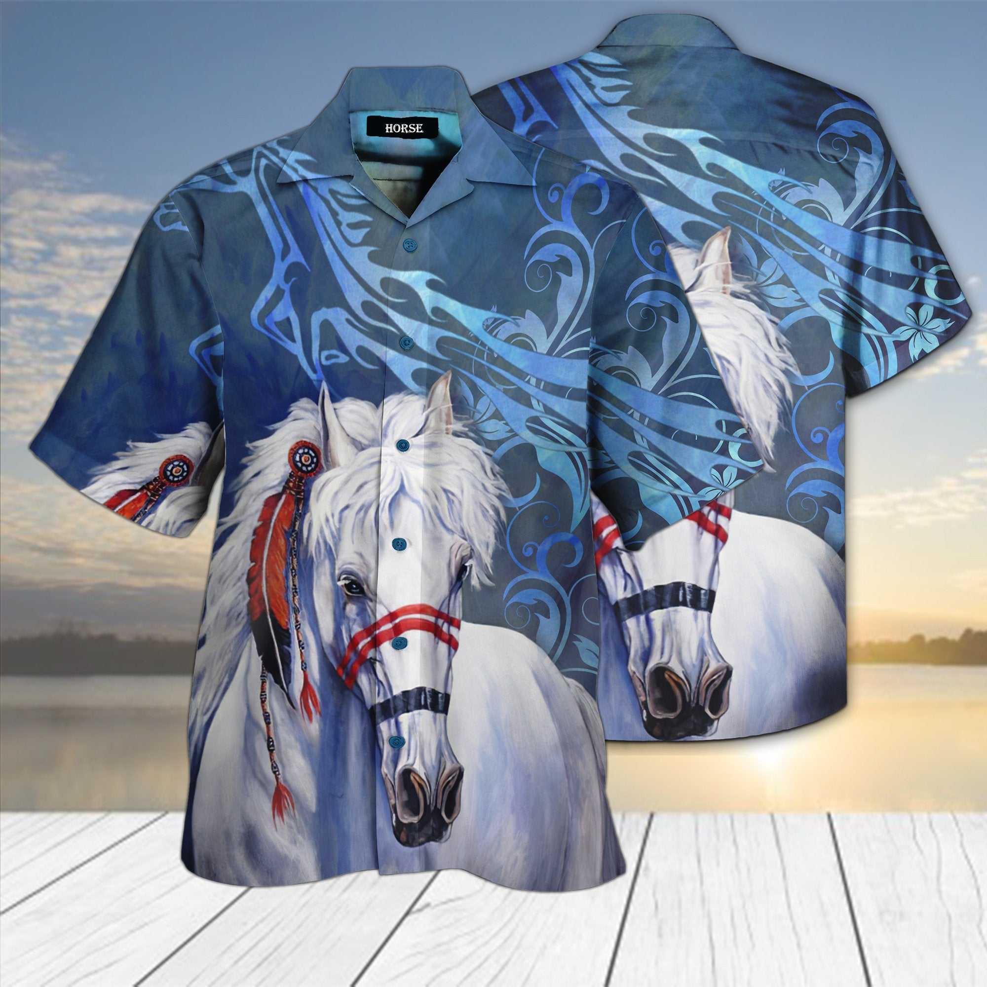 Native White Horse 3D Hawaiian Shirt Pre11357