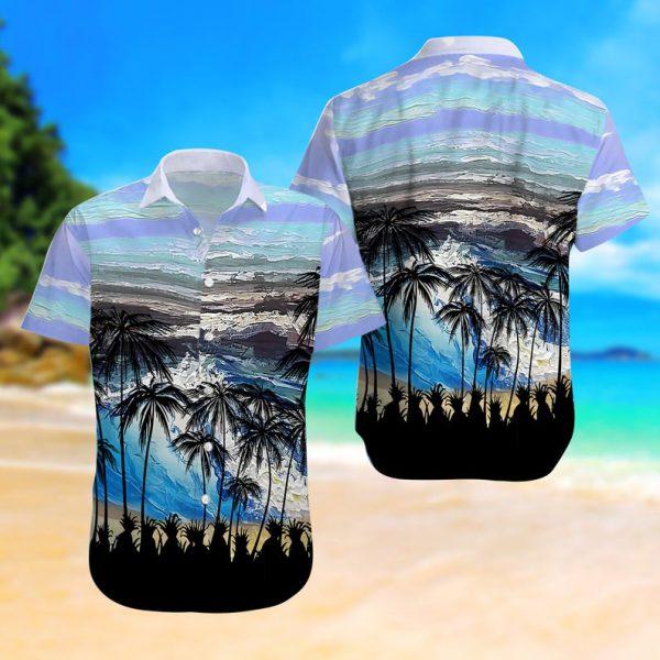 Ocean And Palm Tree Hawaiian Shirt Pre11173