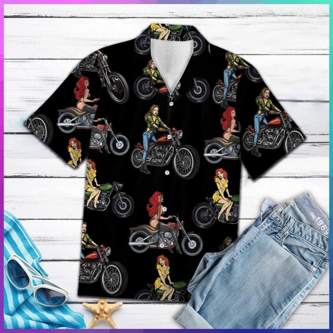 Sexy Girl Motorbike Hawaiian Shirt Pre10909