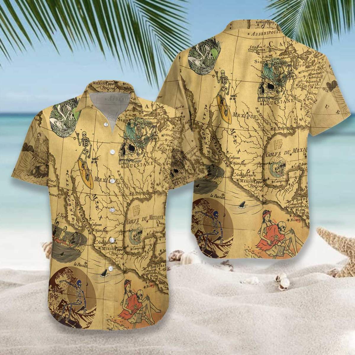 Skeleton Surfing Hawaiian Shirt Pre12403