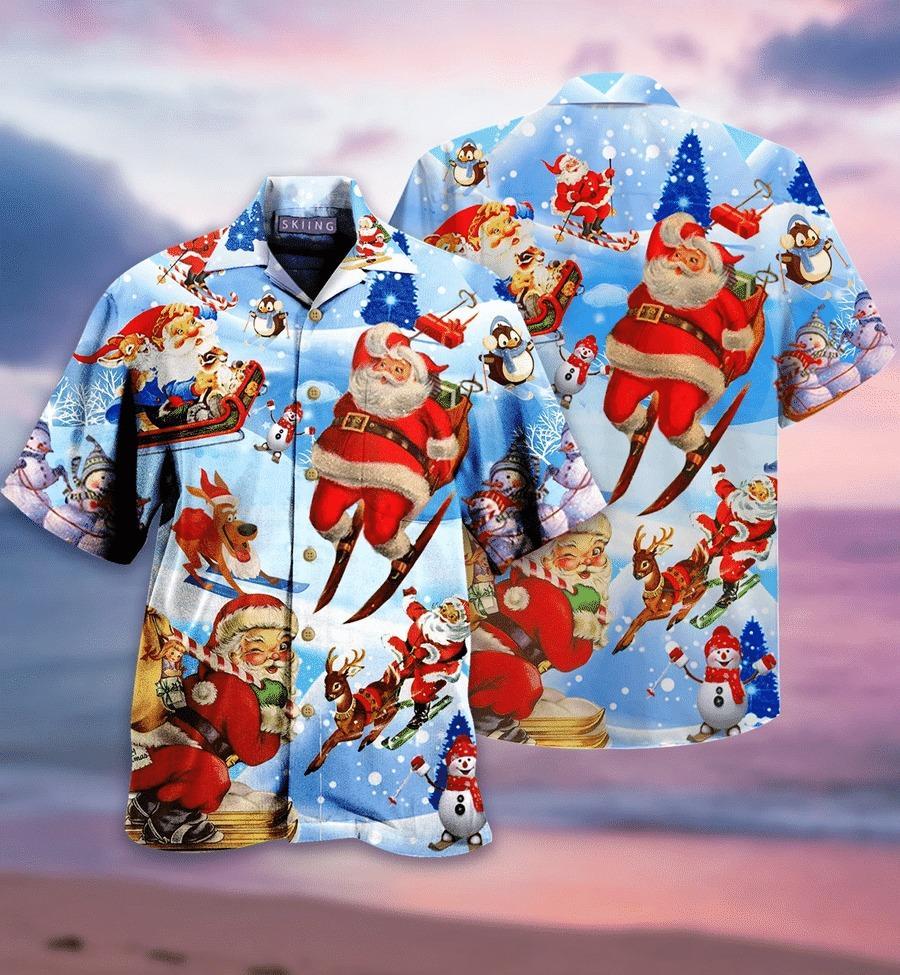 Skiing Santa Claus Hawaiian Shirt Pre11953