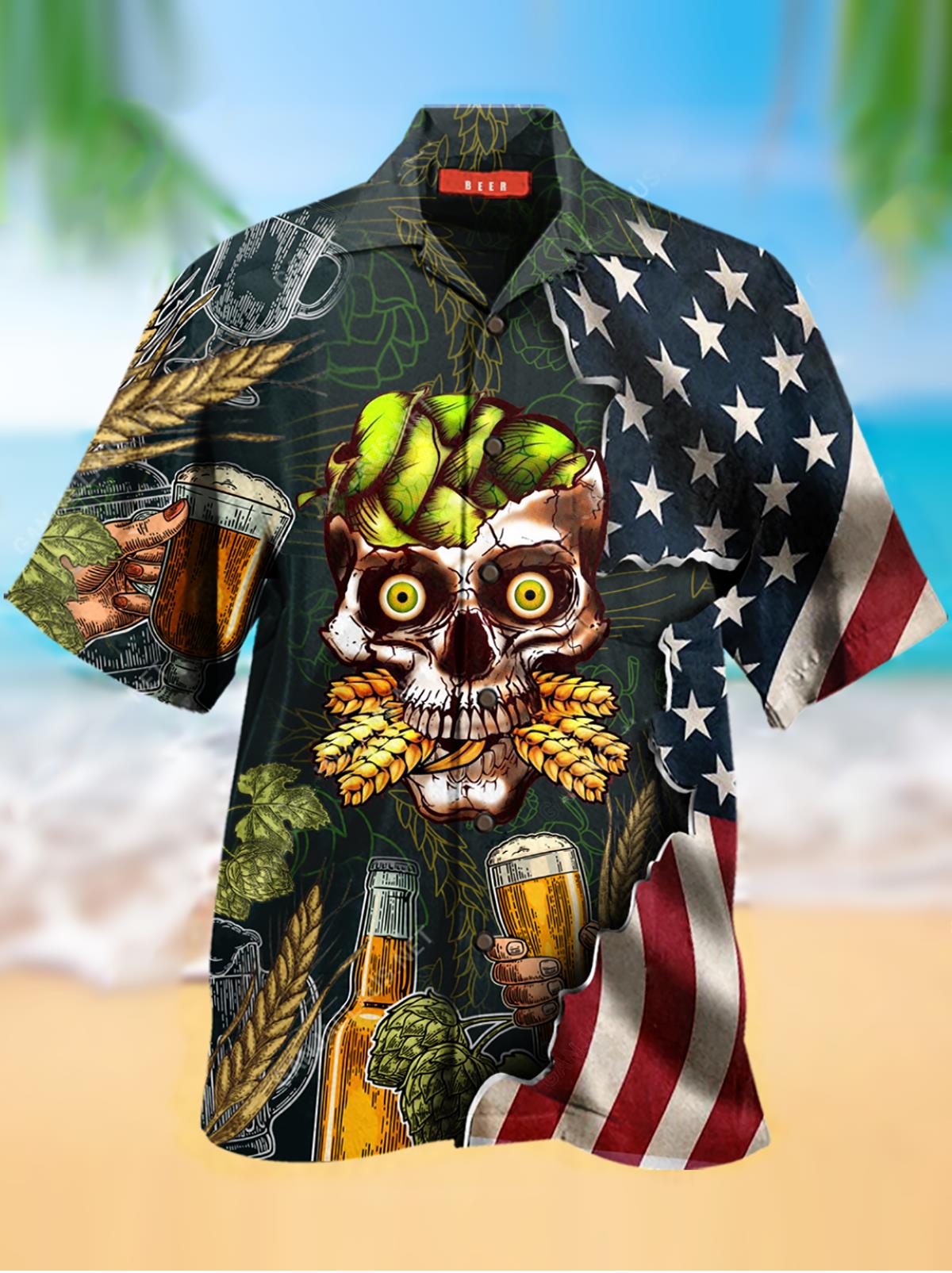 Skull Beer Hawaiian Shirt Pre12370