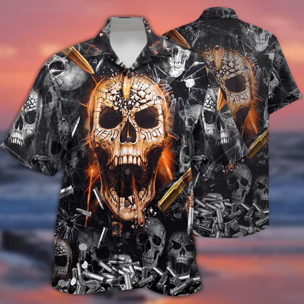 Skull Headshot Bullets Hawaiian Shirt Pre12394