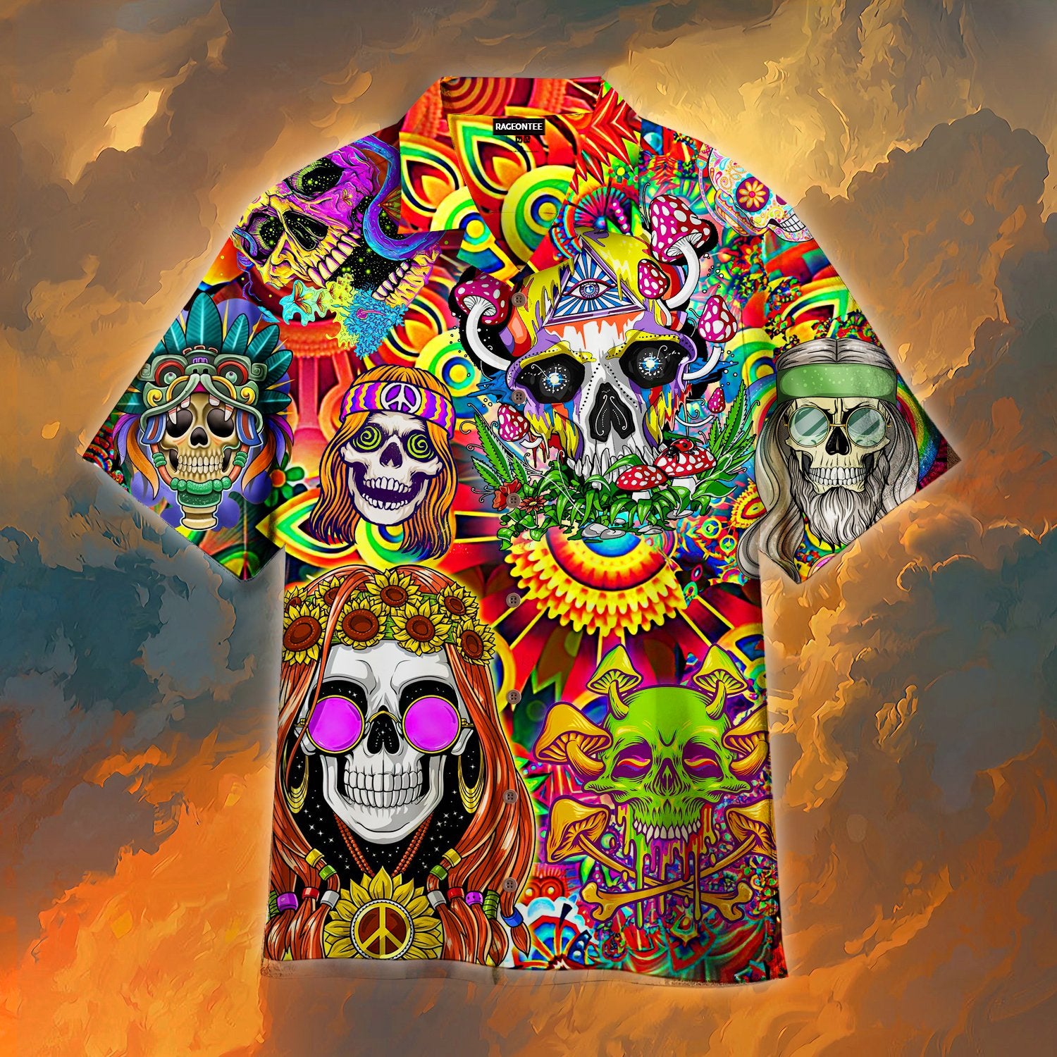 Skull Hippie Hawaiian Shirt Pre10104