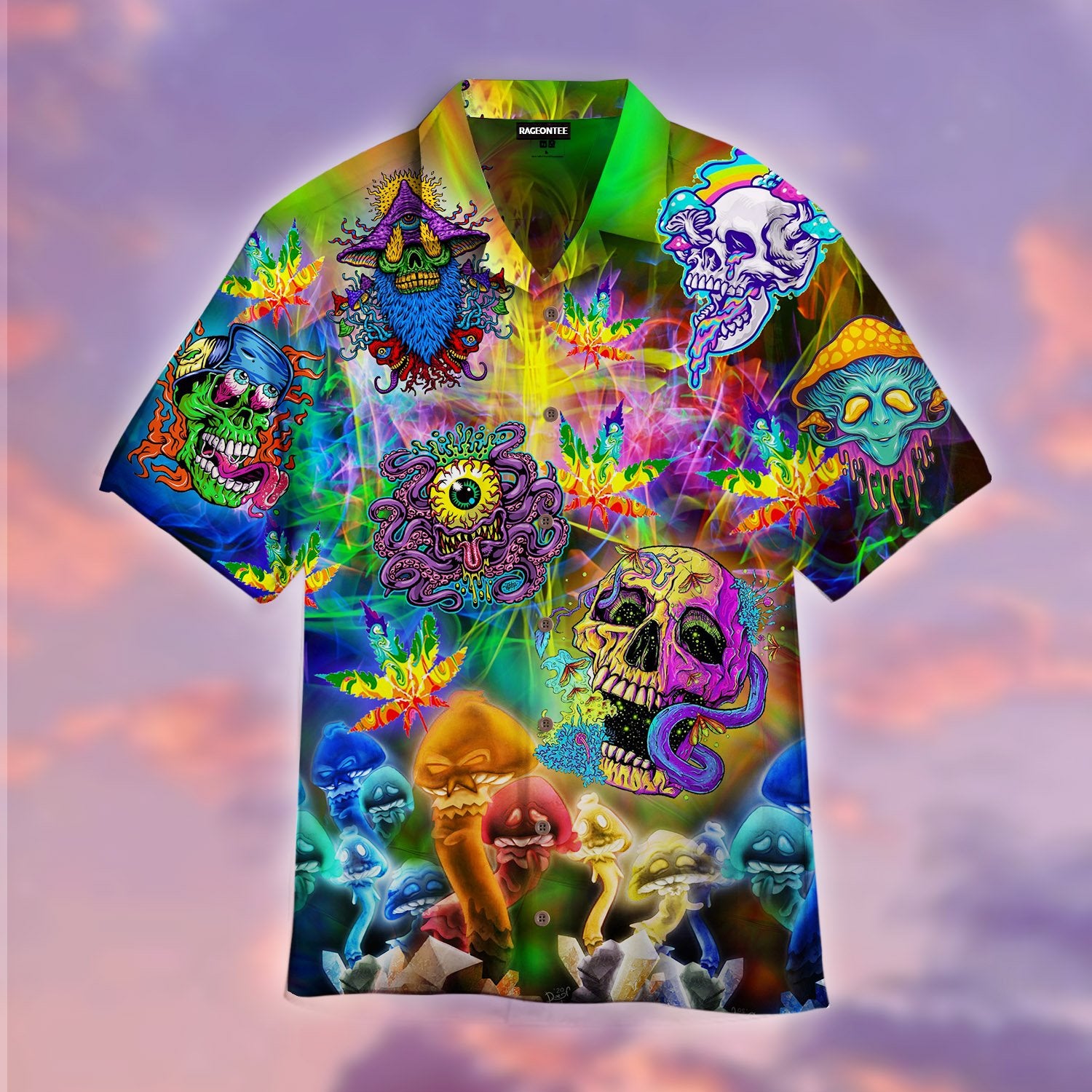 Skull Hippie Hawaiian Shirt Pre11344