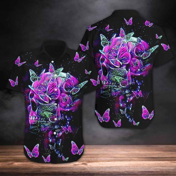 Skull Purple Hawaiian Shirt Pre10012
