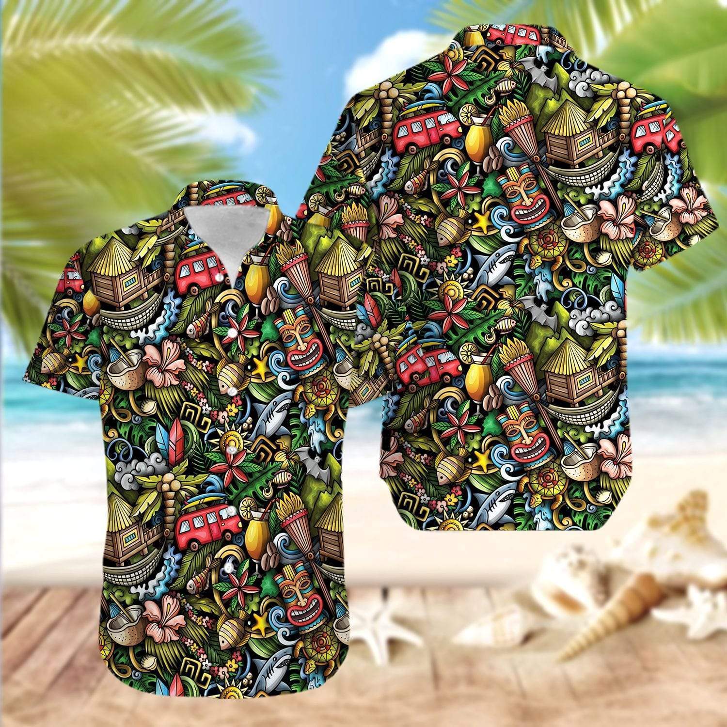 Tiki Doodles Hawaiian Shirt Pre11853