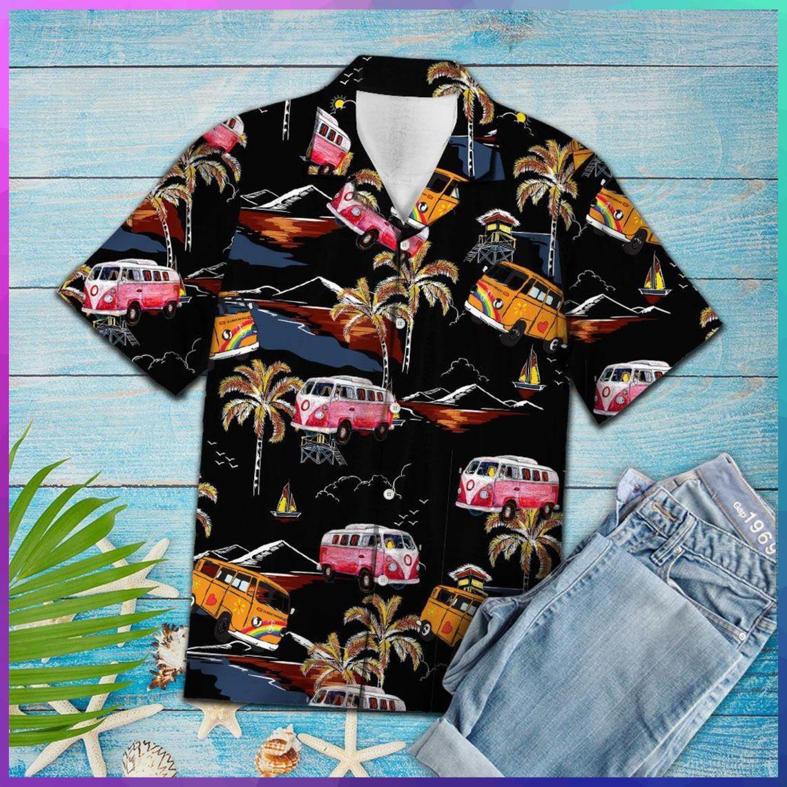 Tropical Hippie Car Hawaiian Shirt Pre10930