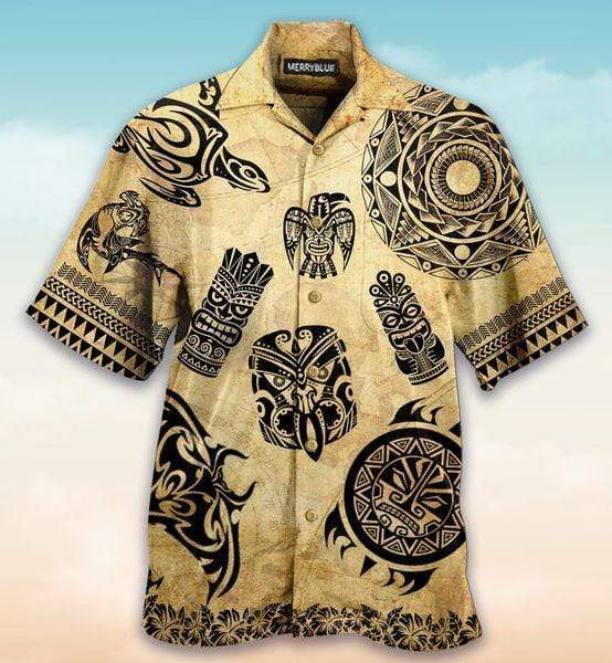 Vintage Tiki Tribal Hawaiian Shirt Pre12042