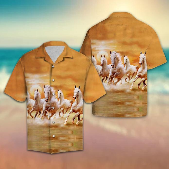 White Horses Hawaiian Shirt Pre10478