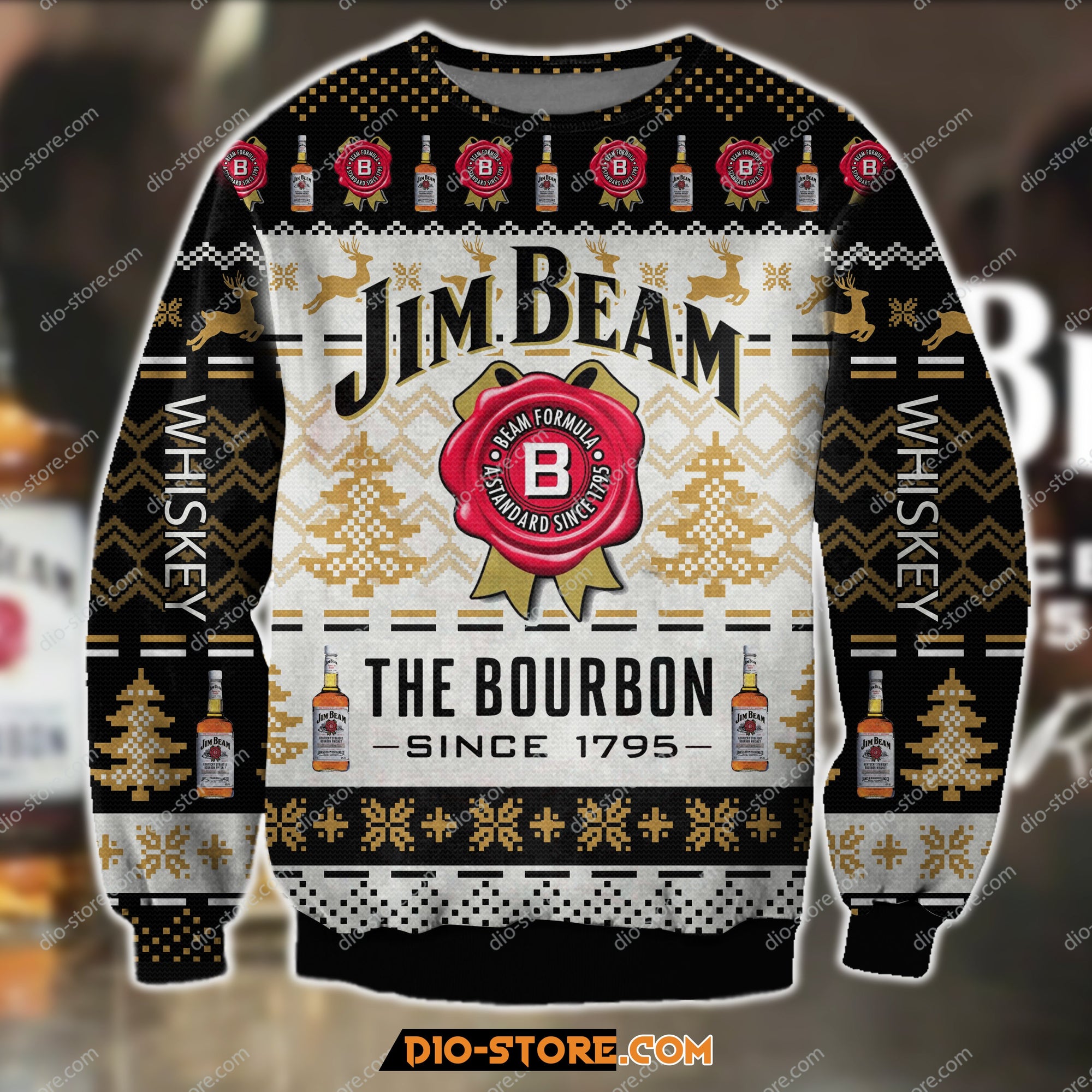 3D All Over Print Jim Beam The Bourbon Since 1795 Ugly Christmas Sweater Hoodie All Over Printed Cint10285