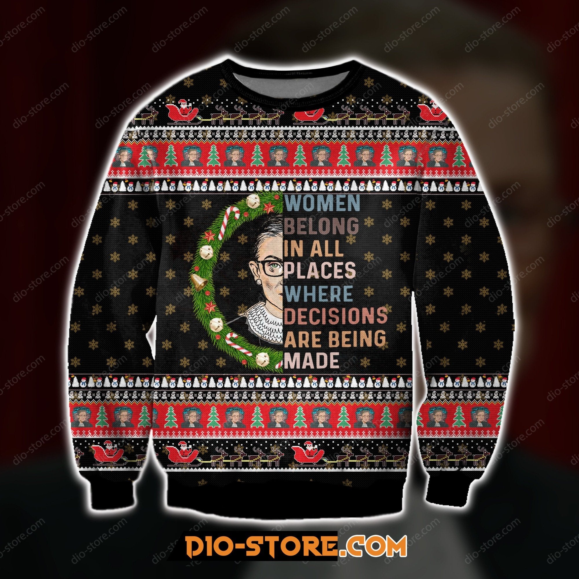 3D All Over Print Ruth Bader Ginsburg Ugly Christmas Sweatshirt Hoodie All Over Printed Cint10259