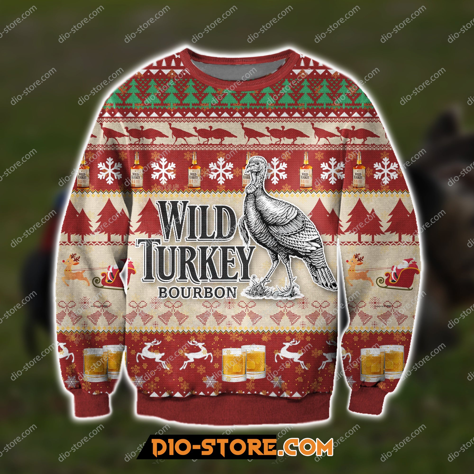 3D All Over Print Wild Turkey Bourbon Whiskey Ugly Christmas Sweatshirt Hoodie All Over Printed Cint10310