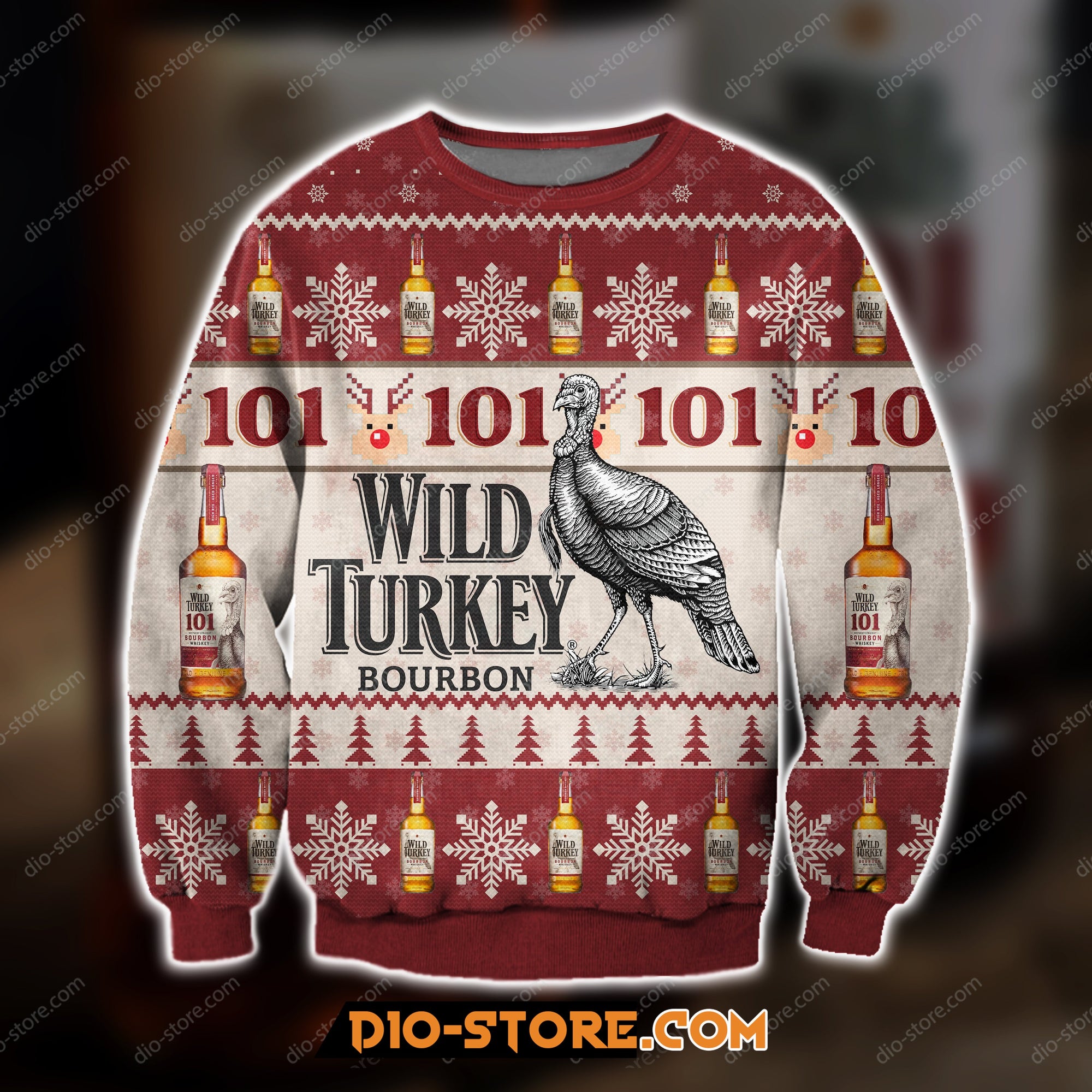3D Knitting Pattern Wild Turkey Bourbon Whiskey Ugly Christmas Sweatshirt Hoodie All Over Printed Cint10296