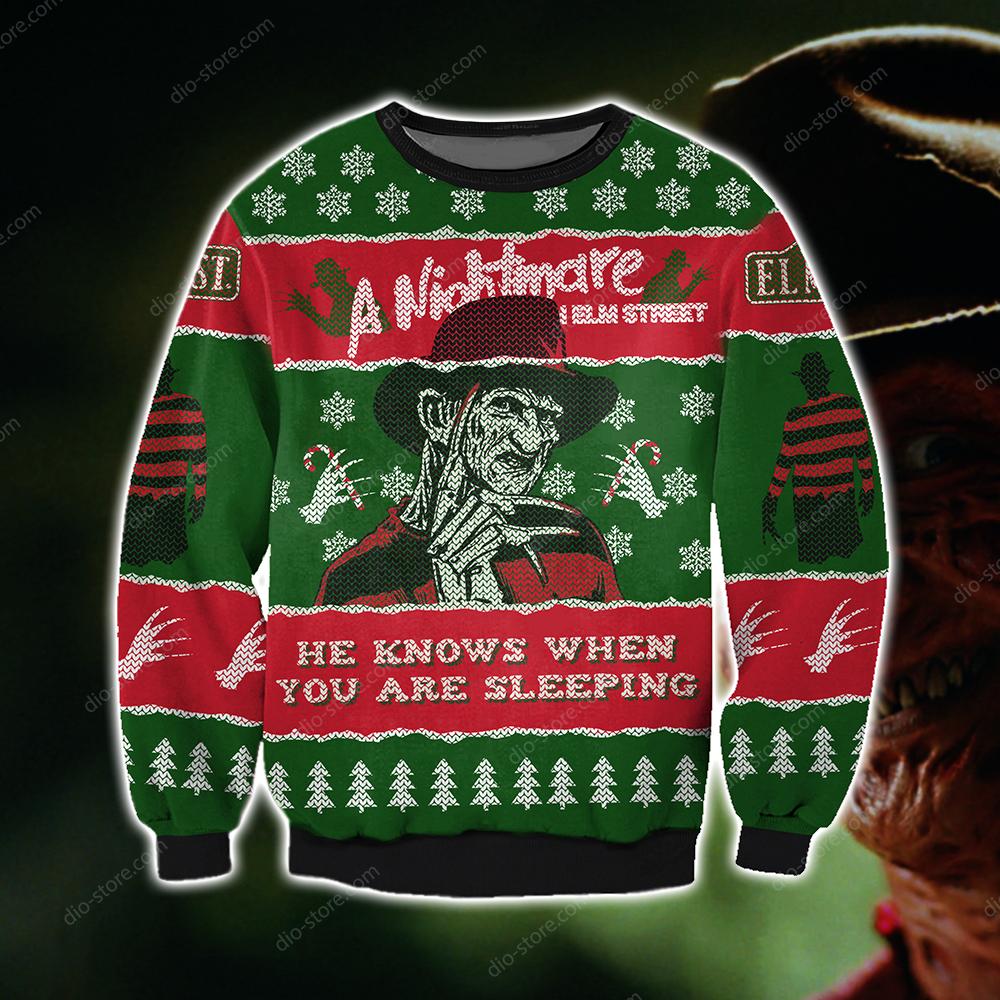 A Nightmare On Elm Street Knitting Pattern 3D Print Ugly Sweater Hoodie All Over Printed Cint10499