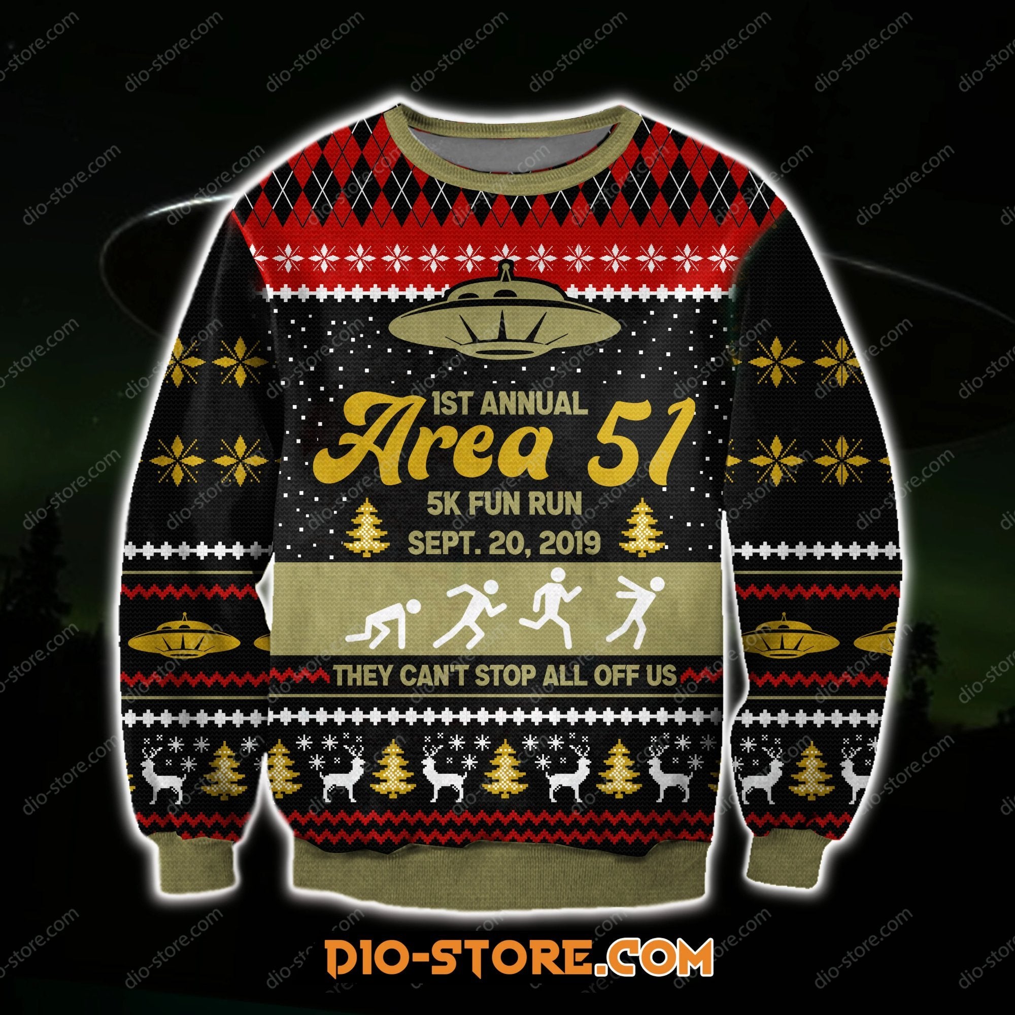 Area 51 3D Knitting Pattern Print Ugly Christmas Sweater Hoodie All Over Printed Cint10182